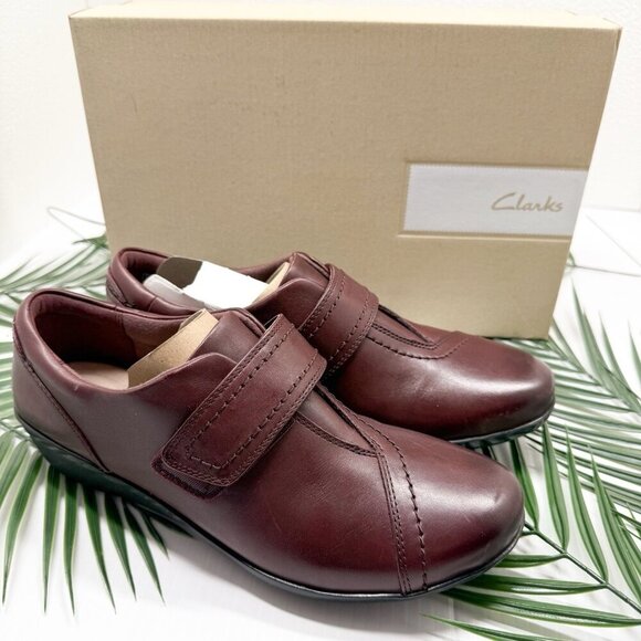 Clarks Women's Burgundy Leather Everlay Dixie Monk Strap Slip On Shoes Size 8 M - Picture 10 of 10